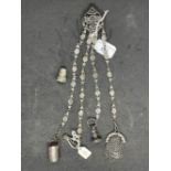 Corkscrew/Wine Collectables: French Chatelaine in bright cut steel, 4 hangers, instruments include a