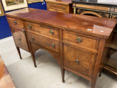 19th cent. Mahogany sideboard inlaid boxwood on tapering supports. 60ins. x 18½ x 36ins.