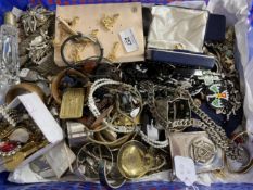 Costume Jewellery: Medals, coins, necklets, cufflinks, napkin rings, evening bag and flatware.