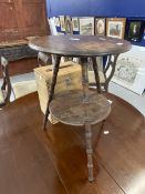 Late 19th cent. Mahogany coaching table, Thornton Herne, plus small round two tier table bearing