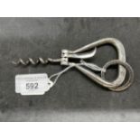 Corkscrews/Wine Collectables: 19th cent. French steel folding bow corkscrew with fluted helix screw,