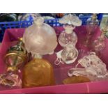 20th cent. Glassware: French & Italian perfume bottles, amber colour glass bottle decorated with a