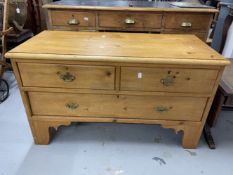 19th cent. Pine chest on bracket feet, 2 short drawers over 1 long. W42ins. x D19ins. x H24ins.