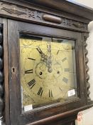 Clocks: 20th cent. 8 day oak longcase, brass dial, signed Maple, London.