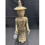 Chinese jadeite figure of a man his costume with carved phoenix top and bottom wearing a hat with