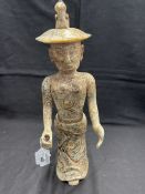 Chinese jadeite figure of a man his costume with carved phoenix top and bottom wearing a hat with