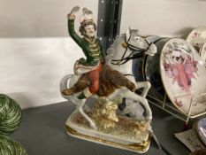 20th cent. German Ceramics: Figure on horseback, possibly Scheibe Alsbach 'Murat' impressed L33/8