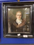 Continental School: Portrait of a young man in ebonised frame. 13ins. x 12ins.