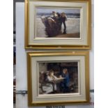 20th cent. Irish Giglee Prints: Paul Henry "Launching the Curragh" and Walter Osborne "The House