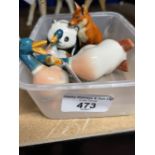 20th cent. Ceramics: Beswick Panda Cub Seated No. 1748, Duck Family, duck, drake and baby A/F. The