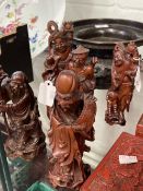 Chinese carved figures, Immortals. (5)