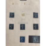 Stamps: Album containing 1d reds, 2d blues, early surface printed issues also a joined pair of