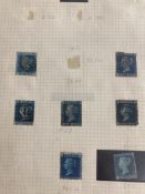 Stamps: Album containing 1d reds, 2d blues, early surface printed issues also a joined pair of
