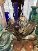 20th cent. Art glass: Tipperary lilac fluted Jack in the Pulpit vase, embellished with gilt