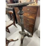 19th cent. Oak heavily carved torchère/lectern stand with later top on three splayed supports.