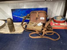 Militaria: Mixed lot to include trench art paperweight, MK4 RSA sight, WH Whisson WWI binoculars,