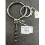 Corkscrews/Wine Collectables: Steel folding Helix screw with diamond cut keyring attached, with