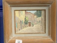 Gordon Davies (1926 - 2007) oil on Board, View of Castillo Voltern. Signed bottom left. Framed.