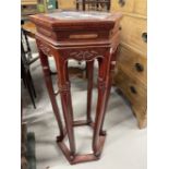 20th cent. Chinese hardwood stand with inset marble top 13ins. x 33ins.