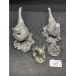 Country Artists: Hallmarked silver filled sculptures, Ducks x 2, Baby Elephant and Cock and Hens,