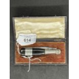 Corkscrews/Wine Collectables: Champagne screw, silver and horn bottle shaped knife and screw