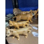 20th cent. Ceramics: Beswick Lion No 2089, Lioness No 2097 and 2 cubs No 2098. (4).