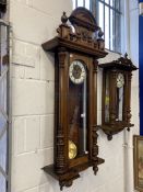Clocks: 19th/early 20th cent. Mahogany Vienna regulator with enamelled chapter, Roman numerals,
