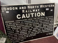 Transport: 19th cent. Cast iron London and North Western Railway Caution sign.