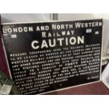 Transport: 19th cent. Cast iron London and North Western Railway Caution sign.