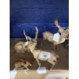 20th cent. Ceramics: Beswick Fallow Deer, doe, buck x 2, 1 A/F. Plus unnamed fawn.