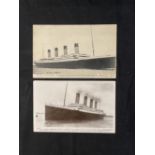 R.M.S. TITANIC: FGO Stuart postcard of Titanic at sea, plus Beagles real photo card of Titanic