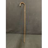 R.M.S. LUSITANIA: Gentleman's cane with white metal fittings and band, engraved Lusitania. 34¾ins.