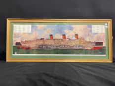 CUNARD: R.M.S. Queen Mary cross-sectional colour plan. 12ins. x 36ins.