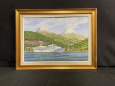 MARITIME ART: 20th Century English School Simon Fisher original oil on board of S.S. Oriana signed