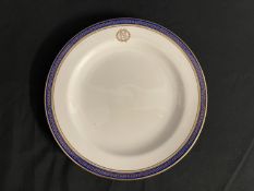 WHITE STAR LINE: OSNC Spode Copeland's china First-Class cobalt blue dinner plate decorated in the