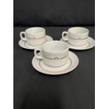 P&O: Six place setting of tea/coffee cups, saucers, and side plates . (18)