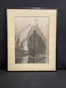 R.M.S. QUEEN MARY: Period framed and glazed print showing Queen Mary The World's Wonder Ship, 534 As