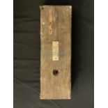 R.M.S. OLYMPIC: Pitch pine decking, approximately 14 inches long with plaque. Following the ships'
