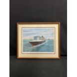 MARITIME ART: Simon Fisher limited edition prints. 'Queen Mary at New York', 806/850. Signed by