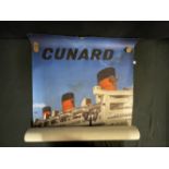 CUNARD: Queen Mary agents poster to USA and Canada. Some damage to edges. 40ins. x 25ins.