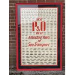 OCEAN LINER: Rare P&O oversize poster 'P&O 1837-1937 A Hundred Years of Sea Transport', shows