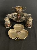 WHITE STAR LINE: Collection of white metal shipboard souvenirs to include, Arabic, Doric,