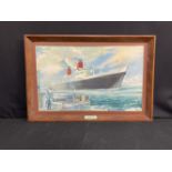 OCEAN LINER: S.S. United States agent's poster in period oak frame. 25ins. x 16ins.