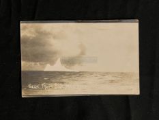 R.M.S. TITANIC: Rare contemporary postcard in sepia seen from S.S. Haverford April 25th 1912,