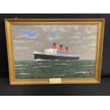 MARITIME ART: 20th Century British School oil on canvas of R.M.S. Queen Mary, signed bottom right by