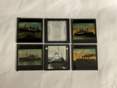 OCEAN LINER: Magic lantern slides to include views of ships & music such as Nearer My God to Thee,