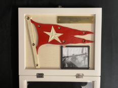 WHITE STAR LINE: Brass lifeboat plaque taking the form of the White Star burgee with later
