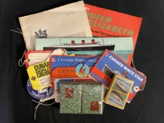 OCEAN LINER: Mixed Lot of Cunard and other collectables to include, two boxed packets of playing