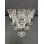 OCEAN LINER: Set of six S.S. Rotterdam World Cruise glass goblets. 6½ins.