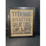 R.M.S. TITANIC: Newspaper promotional advertising sheet section 'Titanic Disaster Great Loss of